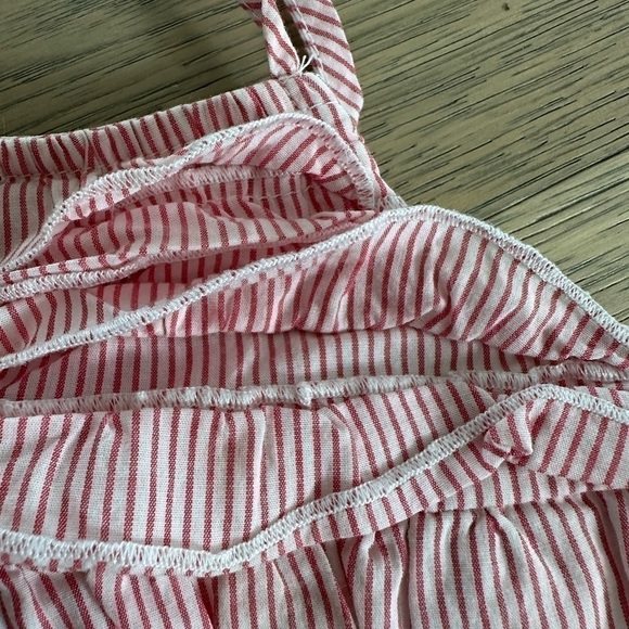 Old Navy Girls Red and White Striped Ruffle Spaghetti Strap Tank Top Size 12M - Picture 4 of 10